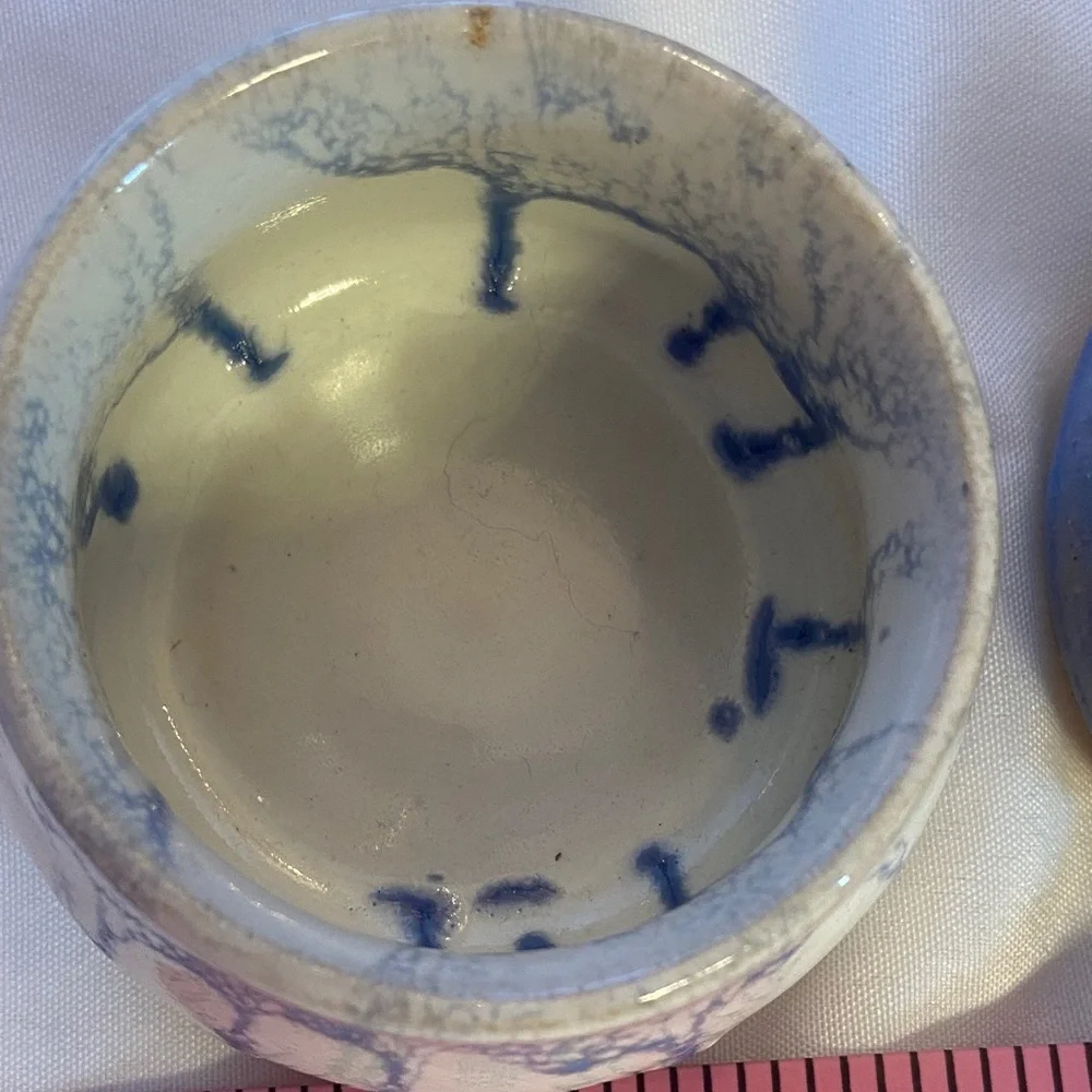 Handcrafted Ceramic Planters - Blue and Tan